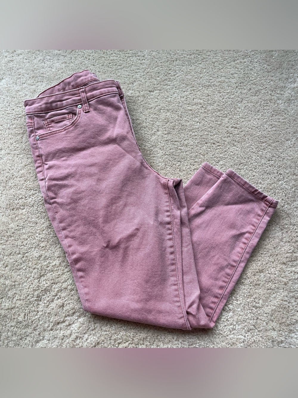🌻New Directions Women's Coral Pink Button Fly Denim Jeans - 12R - VGUC
